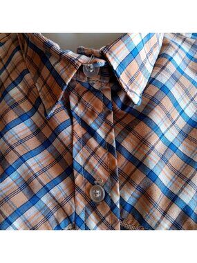 True Vintage Cowgirl Shirt Large 1980s Plaid Thin Button Down Top Blouse Indy